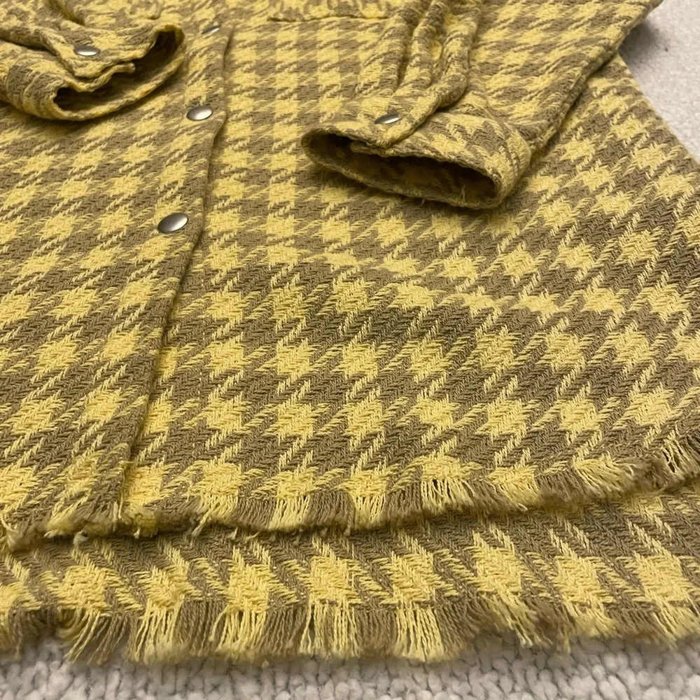 Zara Girls Houndstooth Shacket Yellow Oversized Jacket Size 13-14